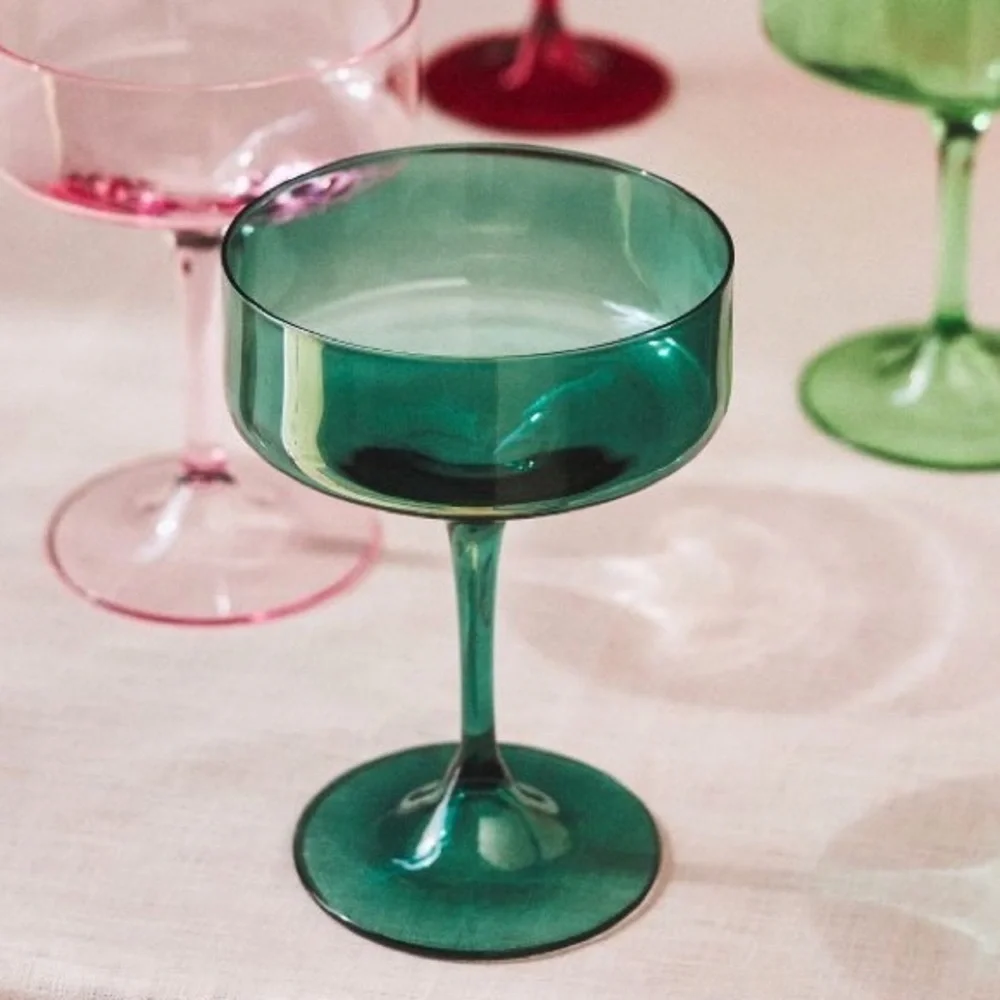 Morgan emerald Coupe set of four green glass‎